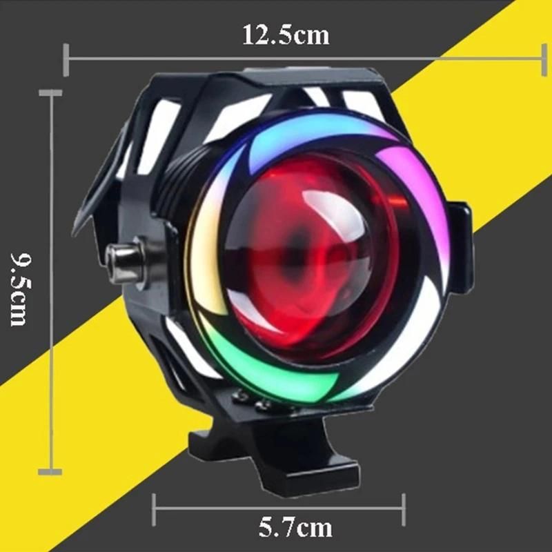 U7 RGB Motorcycle LED Headlights 12V 125W Motorbike Lamp Spotlight Motor Bicycle Fog Light 5color Moto Auxiliary Head Lamp