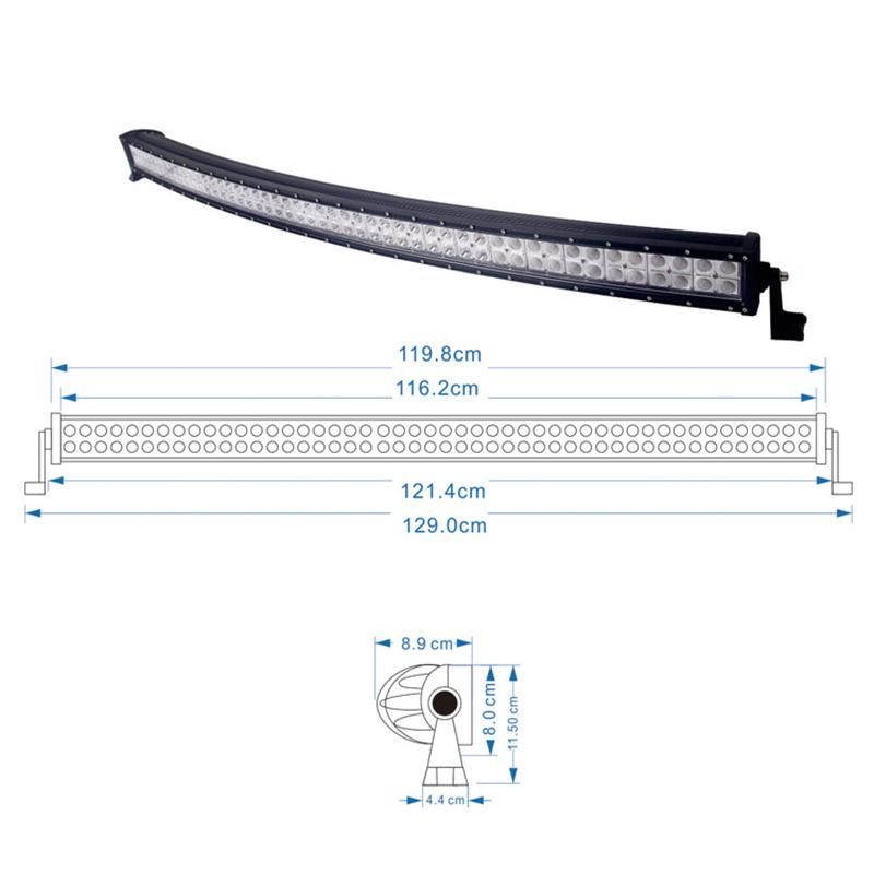 High Brightness 24V 288W Car Curved LED Lighting Bar