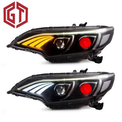 for Honda Fit/Jazz 2014/2015/2016/2017 Car Headlights Cases W LED Demon Eyes DRL Turn Signal Lights Projector Lens