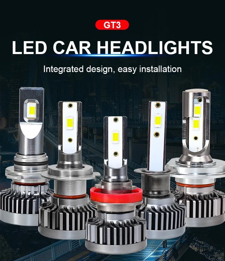2 Pieces LED Gt3 Headlight 30W 12000lm IP68 9-32V 6000K H4 H11 9005 H7 Car LED Headlight Bulbs Auto Headlamps Car Headlights
