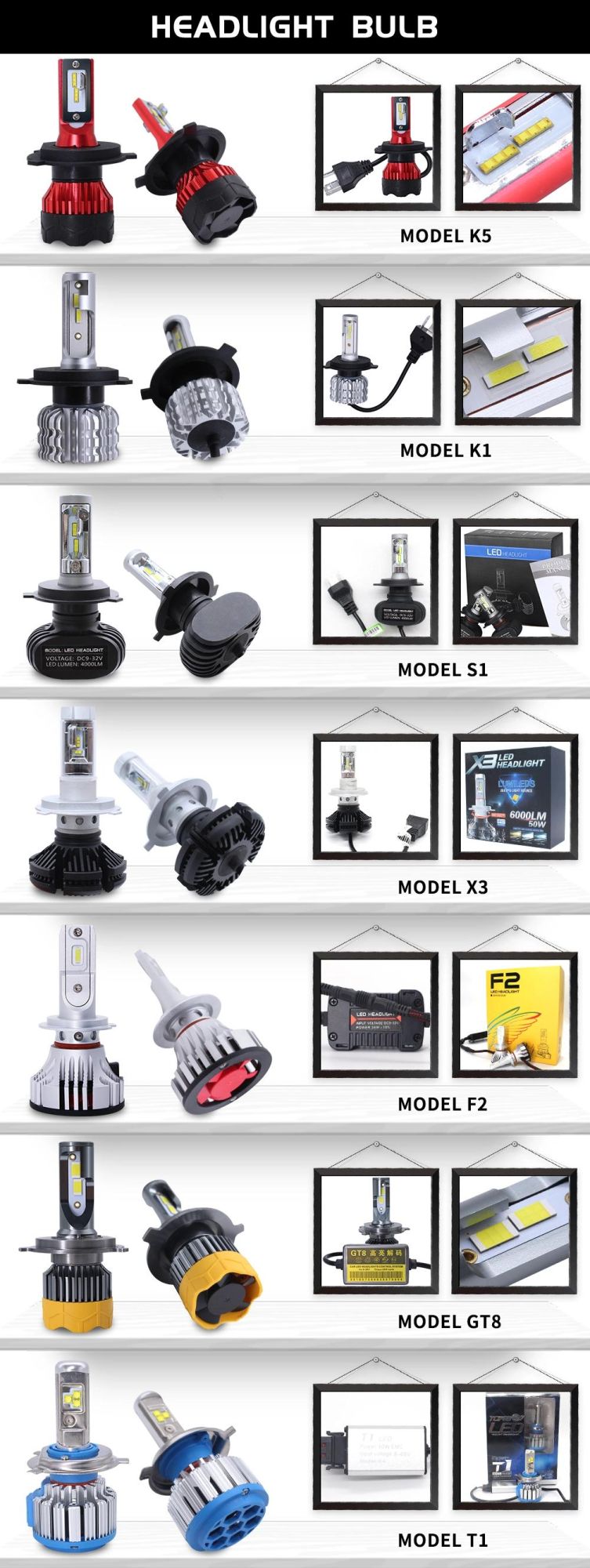 8000lm K5 Auto Parts H7 9006 H4 LED Work Light with LED D2s 3D 4D 5D Car Logo Light