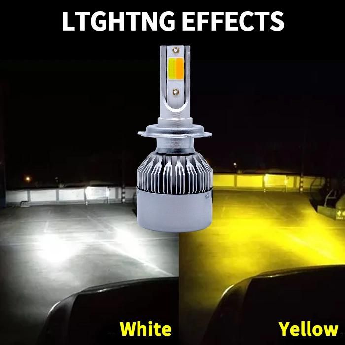 Newest Dual Color Car LED Headlight with Auot 6000K Headlamp Conversion Kit and LED 3000K Super Bright (9004/ 9007/ H13/ H4)