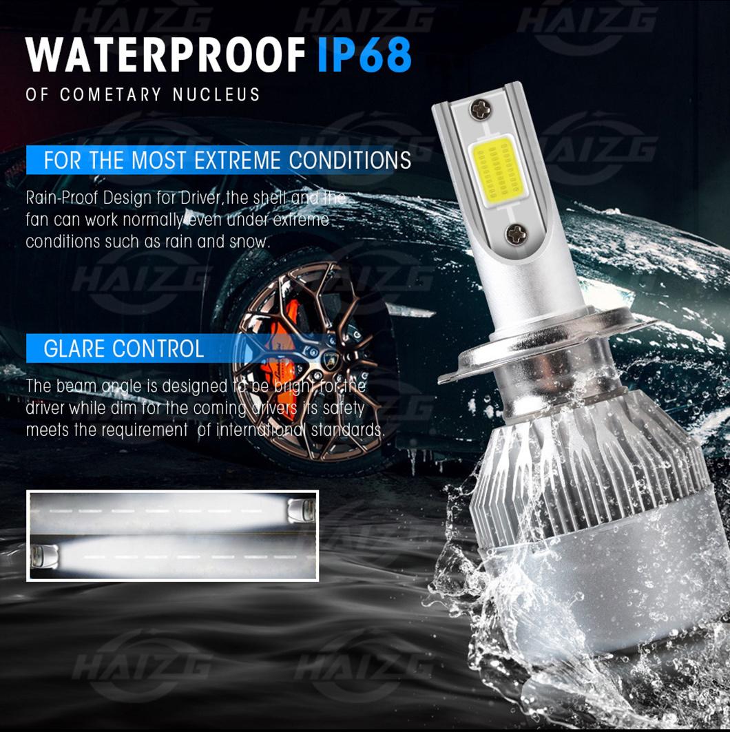 Hazig Wholesale C6 LED Car Headlights H7 Kit Luces LED H11 9005 H4 72W 8000lm Car LED Bulbs 6000K Bombillo Luz LED 12V Fog Lights Automobiles Headlight C6 H4