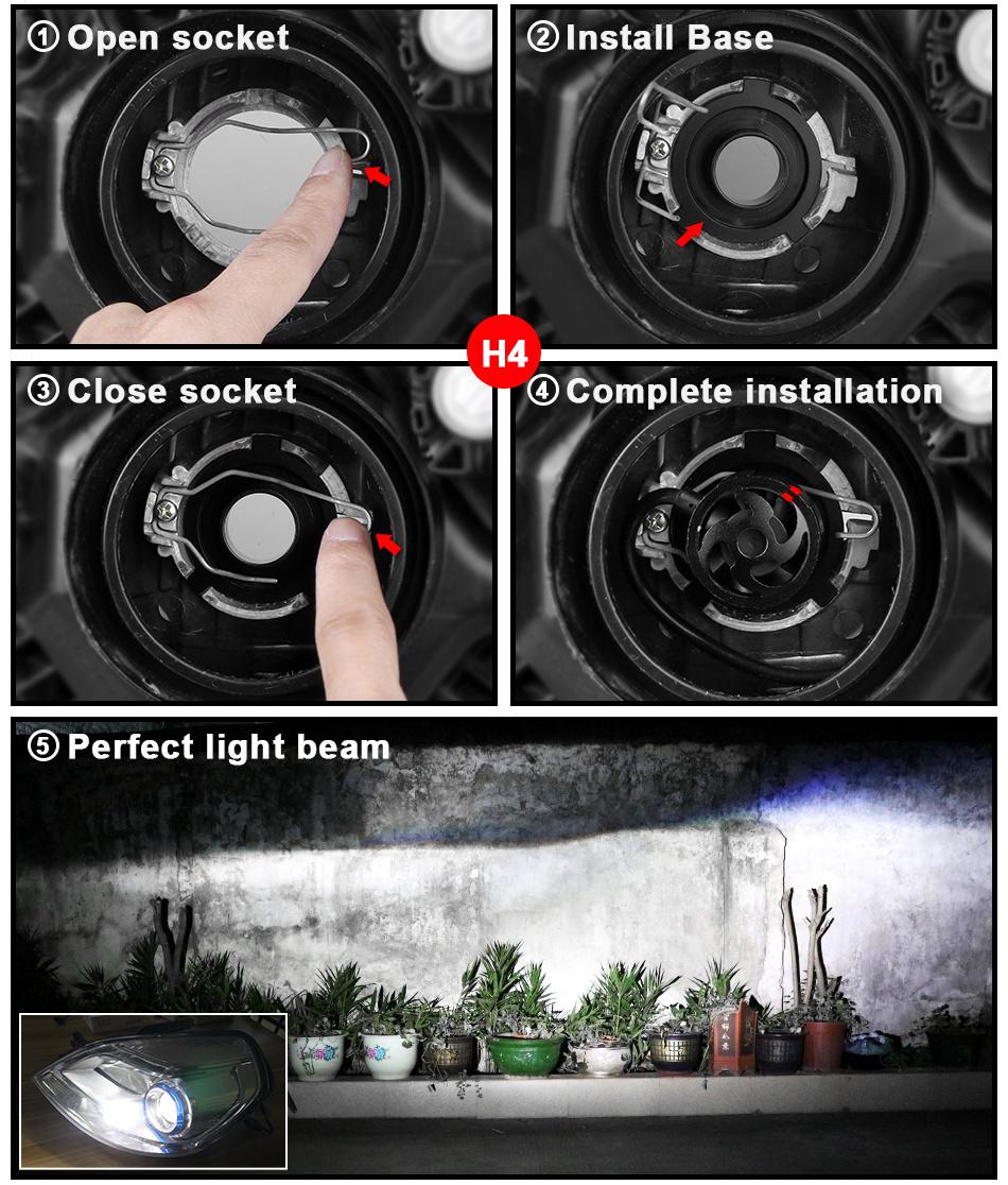 Car Styling 3 Color 3000K 6500K 8000K All in 1 80W 360° Bright COB Auto LED 9006 9005 H11 H4 H7 LED Headlight 12V
