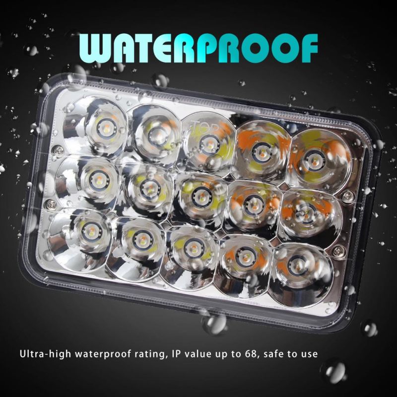 Dual Color Truck Jeep off Road Square 4X6inch LED Headlight