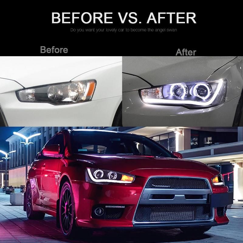 for Mitsubishi Lancer 2008-2017 Car Headlight Assembly Case LED DRL Turn Signal Projector Lens H7 H1 Plug and Play