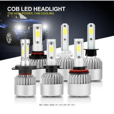 Hot Selling 2PCS/Set LED Car Headlight H1 H3 H7 H4 H13 H11 880 Auto Lamps S2 Headlight Bulbs 72W 8000lm 6500K for 9V to 36V 200m Auto Lights