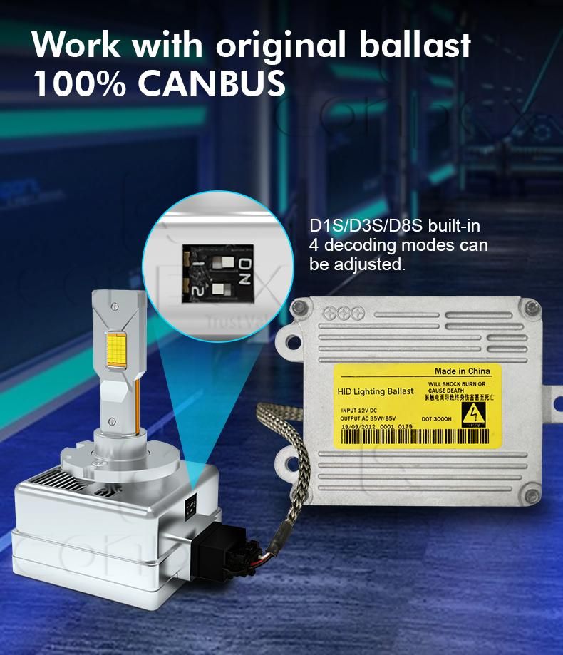 Conpex D1s/D2s/D3s/D4s/D5s/D8s 4200/5000lm HID Lighting Ballast Universal Auto Car M12 D1s LED Headlight Bulb