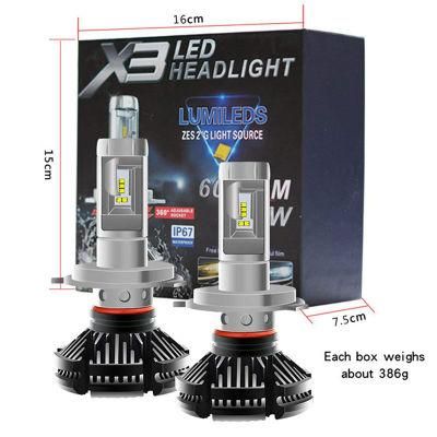 Wholesale &#160; LED Headlight Zes 50W 8000lm H4 LED H7 Car Headlight 3000K/6500K/8000K H1 H11 9005 Hb3 9006 LED Auto Lamps