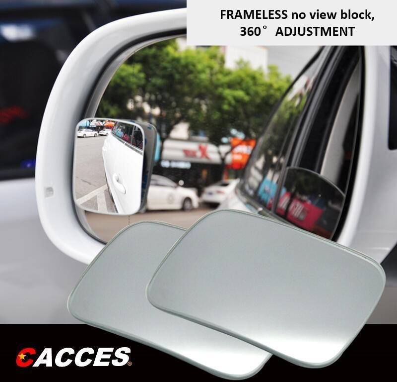 2inch Fan-Shape HD Glass Frameless Auto Mirror Perfectly Fit Car Rear Wing Mirror Increase Bigger View Convex Car Rear View Mirror, Adjustable Blind Spot Mirror