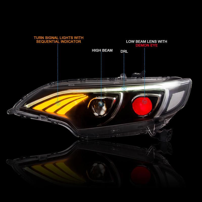 for Honda Fit/Jazz 2014/2015/2016/2017 Car Headlights Cases W LED Demon Eyes DRL Turn Signal Lights Projector Lens