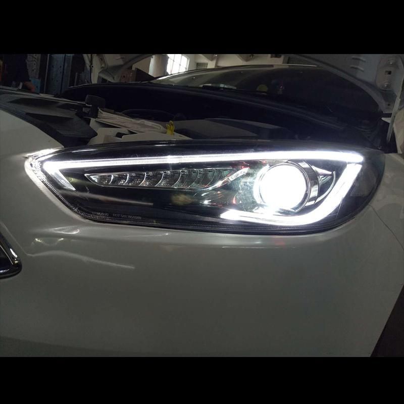 for Ford Focus 2015/2016/2017 Car Headlight Assembly LED Demon Eyes DRL Turn Signal Xenon HID Projector Lens