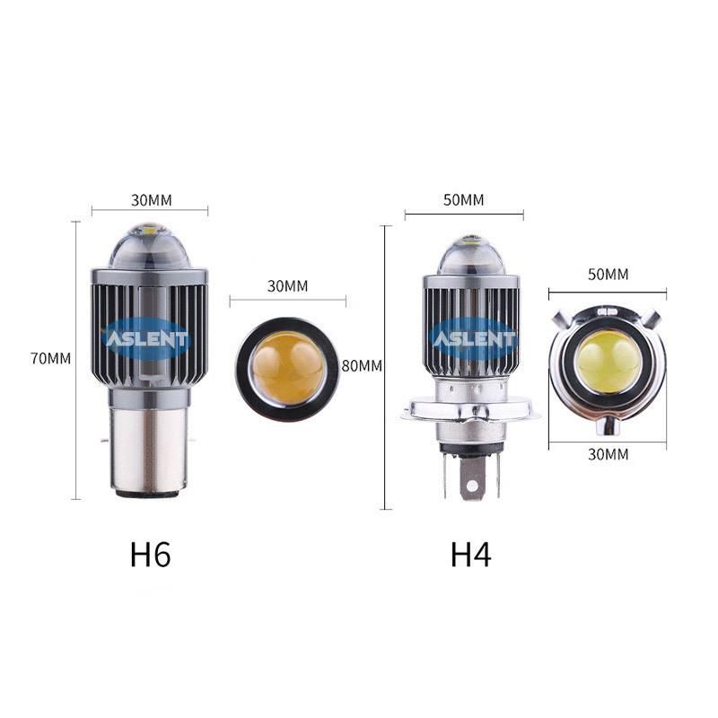 Motorcycle Mini Bi-LED Headlight Projector Lens H4 H6 Ba20d LED Headlight Bulbs 1800lm Hi/Lo Lamp Dual Colors Scooter ATV Moto