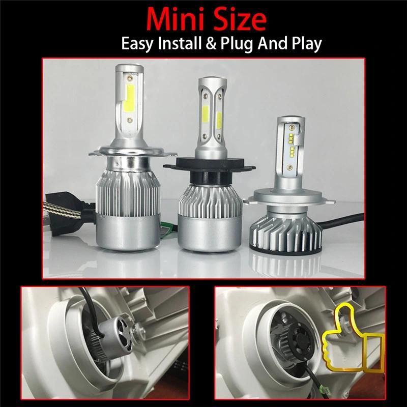 2020 Automotive Lighting System 12V F2 LED Car Headlight Bulb H4 White 12000lm H7 Socket Car LED Headlight