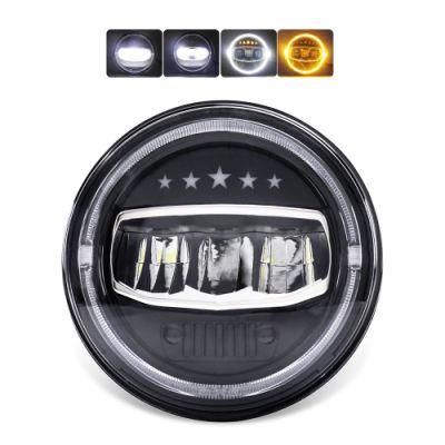 New Design 24 Volt Motorcycle Driving Light 12V Amber DRL Round off Road 7&quot; Inch LED Headlight for Jeep