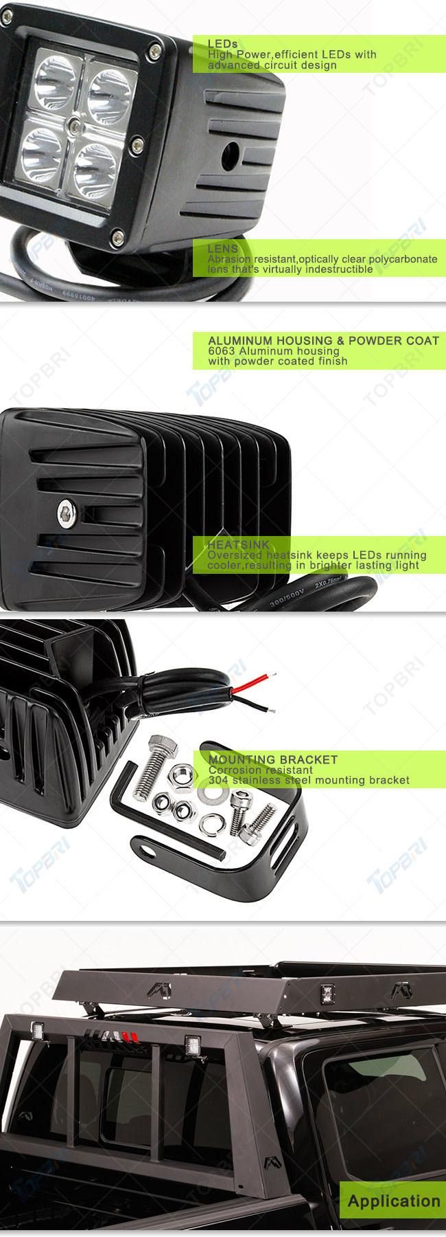 Aluminum Waterproof 10-30V 12W Offroad Auto LED Car Light
