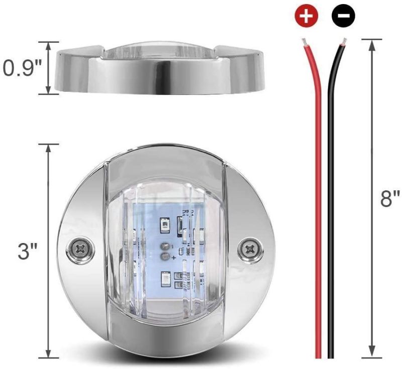12V Courtesy Light LED Round Companionway Light for Boat Yacht Sailboat Fishing