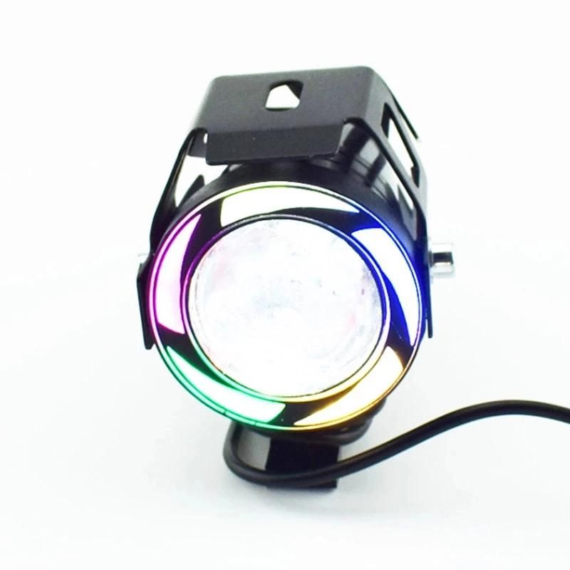 U7 RGB Motorcycle LED Headlights 12V 125W Motorbike Lamp Spotlight Motor Bicycle Fog Light 5color Moto Auxiliary Head Lamp