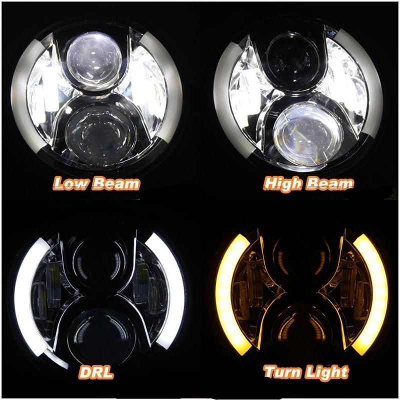 7" Inch Motorcycle Lighting System LED Headlight H4 LED Lamp H13 Black Projector LED Light Bulb Headlight for Motorcycle