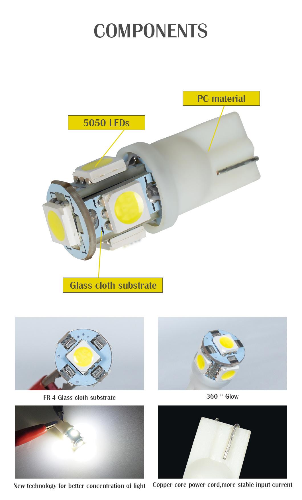 5PCS SMD5050 Auto LED Bulb Car Bulb Car LED Bulb