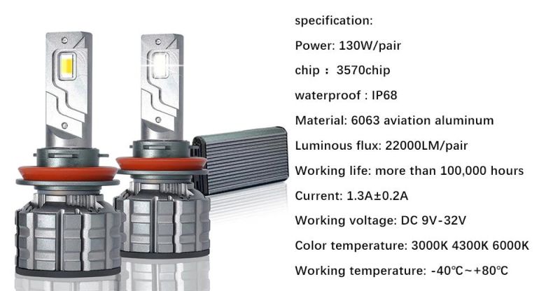 Car LED Headlight H7 H3 H11 9005 Hb3 9006 Super Bright Three-Color Flashing Front Fog Light LED Headlight Bulb X7 LED