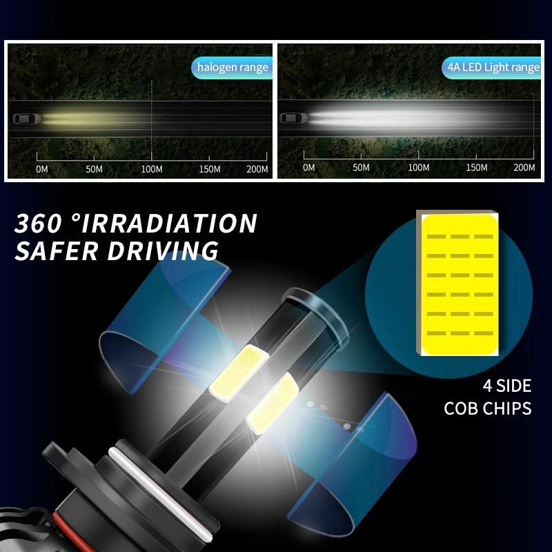 Tawa H1 H3 H7 H11 9005 9006 Car LED Lights COB Chip 4 Sides LED Lamp Headlight Bulbs for Universal Car