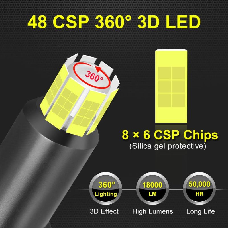 8 Sides 48csp 360° Light Auto Headlamp LED Canbus H8 H11 9005 Hb3 9006 Hb4 Car Light Bulb 20000lm 6000K 12V 24V Automobile Headlamp