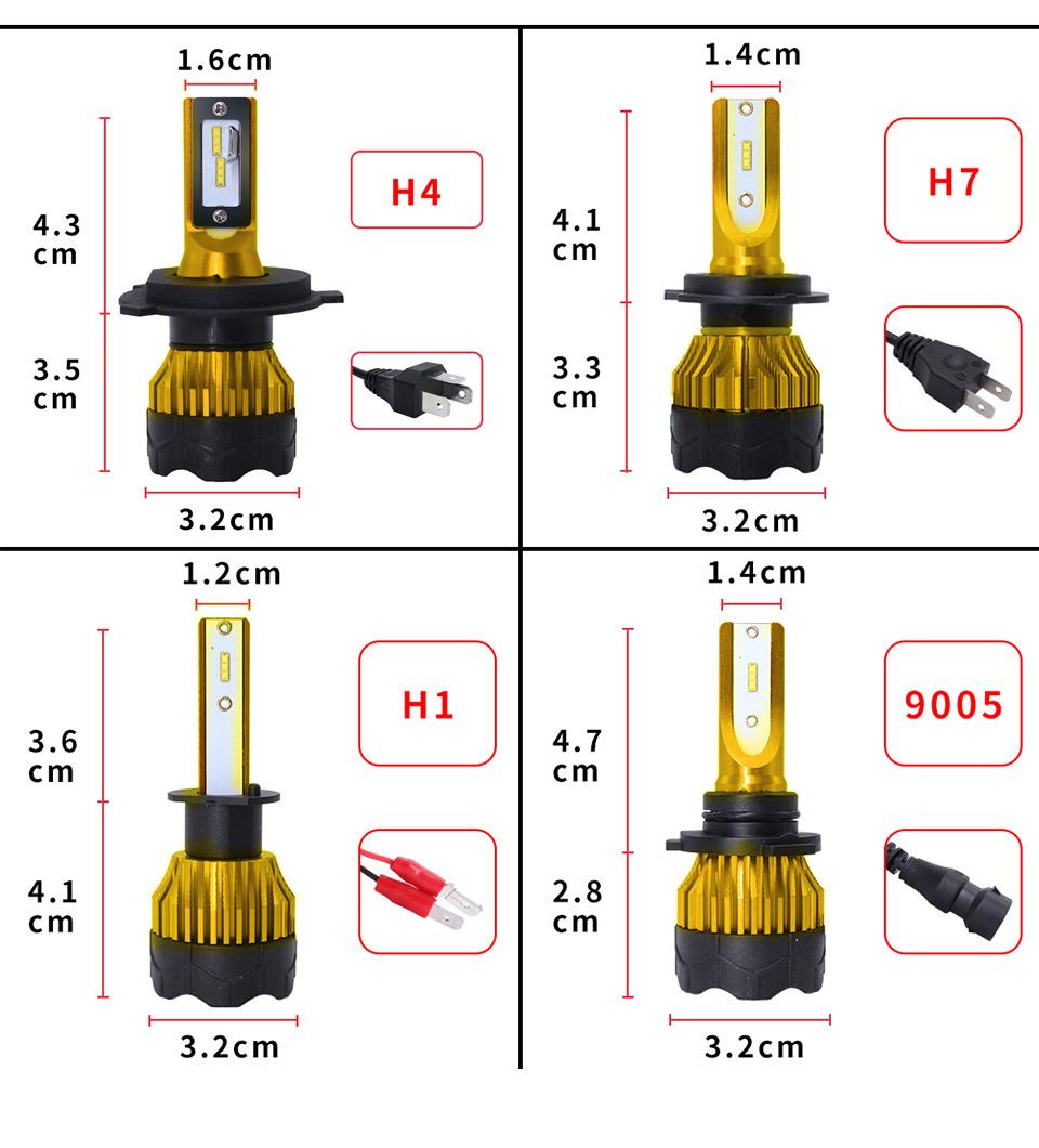 K5 LED Headlight Chip Csp K5 LED Headlight Dual Beam H4 9007 9012 Low Beam 9005 9006 881 12V 40W 8000lm