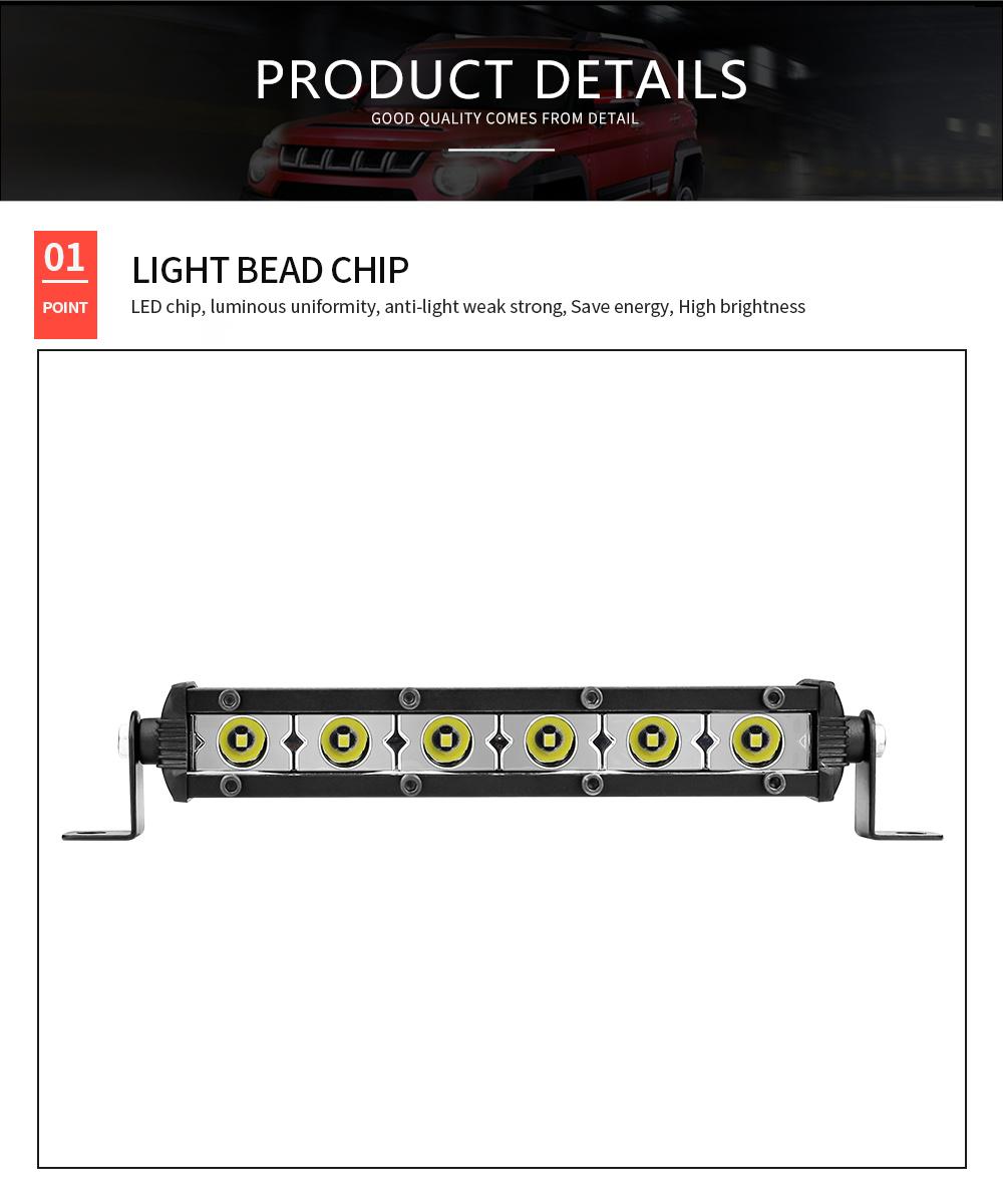 Dxz Single Row 3030 Light Bar 18W 6LED 12-24V Work Light Auto Parts Car Accessories Spotlight