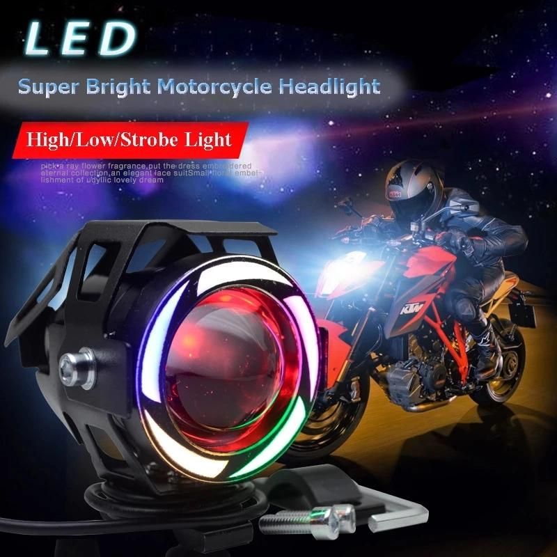 U7 RGB Motorcycle LED Headlights 12V 125W Motorbike Lamp Spotlight Motor Bicycle Fog Light 5color Moto Auxiliary Head Lamp