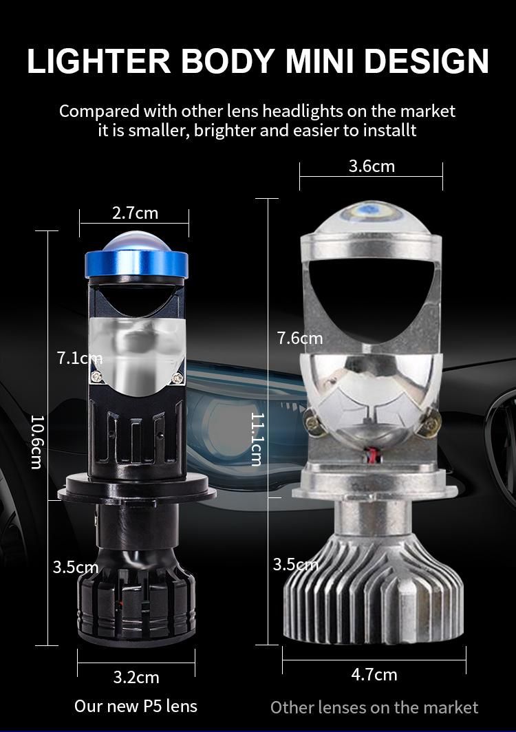 High Quality LED Projector Lens Kit Car Motorcycle H4 Mini Len Fog Lamp with Low Light Auto Bulbs