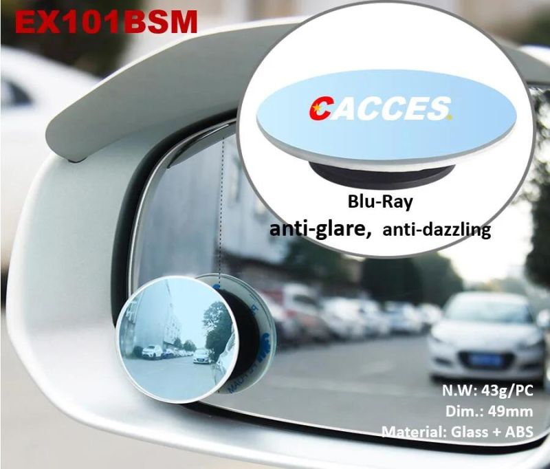Blind Spot Car Mirror Blu-Ray, 2" Round Wide Angle Adjustable Blind Spot Mirror, HD Glass Convex Rear View Mirror, Ultra-Thin Anti-Glare Frameless Blind Mirrors