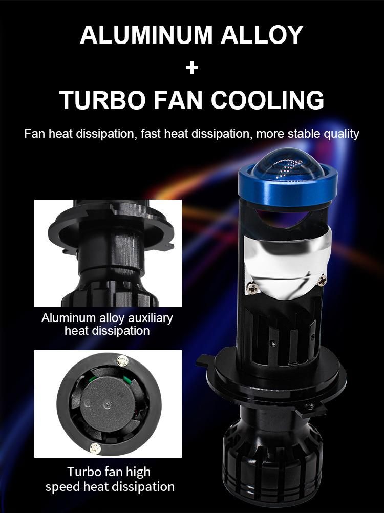 High Quality LED Projector Lens Kit Car Motorcycle H4 Mini Len Fog Lamp with Low Light Auto Bulbs