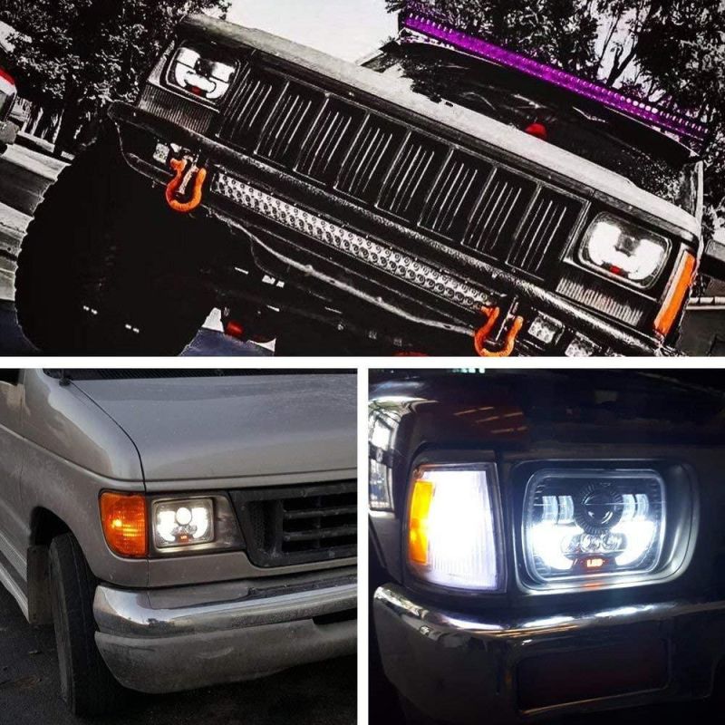 Auto Head Lights Amber Tractor Cars 12V 45W Angle Eyes 5X7 Inch LED Headlights