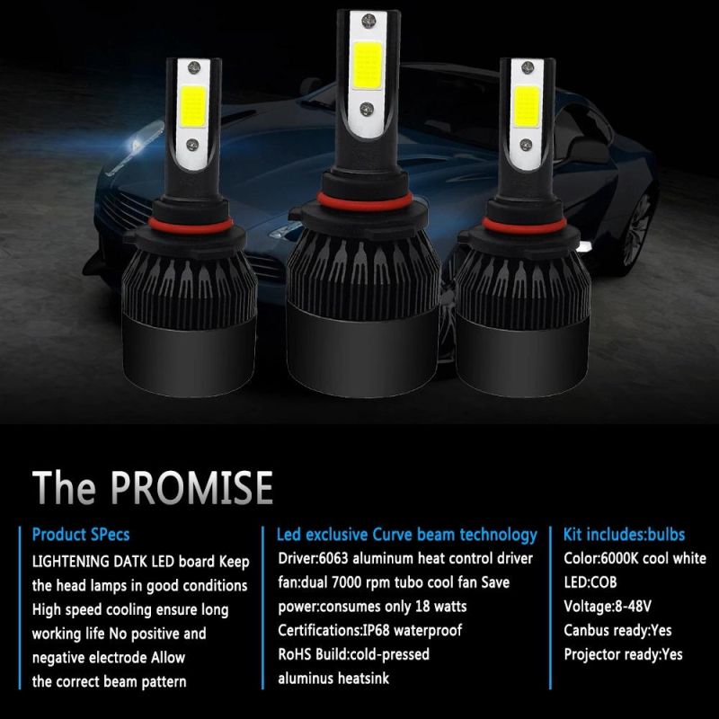 Factory Supply Hot Selling Best Selling 6500K 8000lm 12V 24V C6 H4 Car LED Headlight Auto Headlight for Car