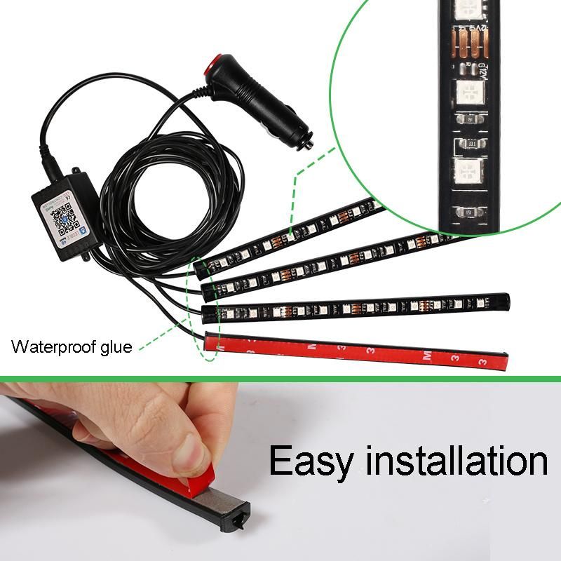 Modified Colorful Voice-Activated LED Decoration Atmosphere Lamp for One-to-Four Automobile Interior