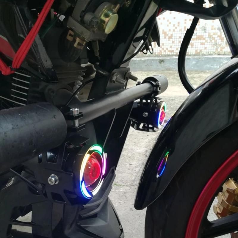 U7 RGB Motorcycle LED Headlights 12V 125W Motorbike Lamp Spotlight Motor Bicycle Fog Light 5color Moto Auxiliary Head Lamp