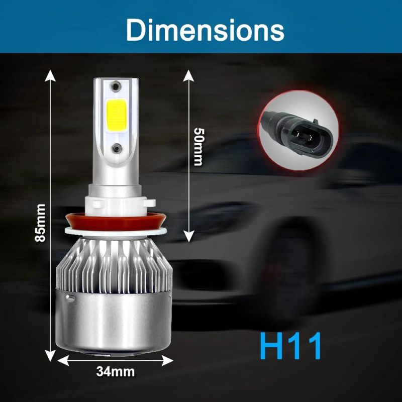 2X H7 Car LED H11 H4 Hi/Lo H1 H3 H8 Hb1 Hb3 Hb4 Hb5 PS24W Hir2 H13 H16 H27 9005 Car Headlight Bulbs 3000K 4300K 6000K COB C6