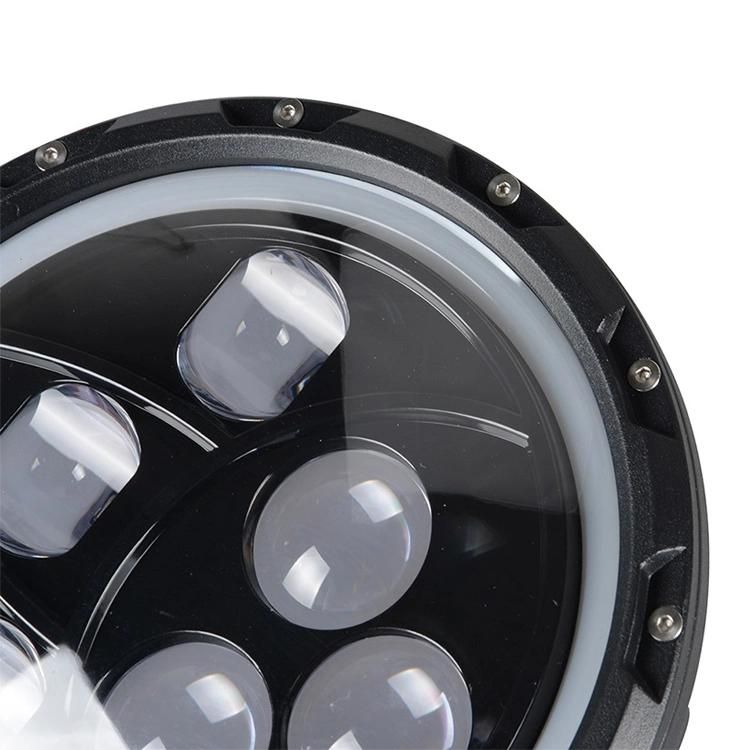 Black 7inch Round LED Headlight for Jeep Wrangler off Road 4X4 Motorcycle High Low Beam Light Halo Angle Eyes Blue DRL Headlamp