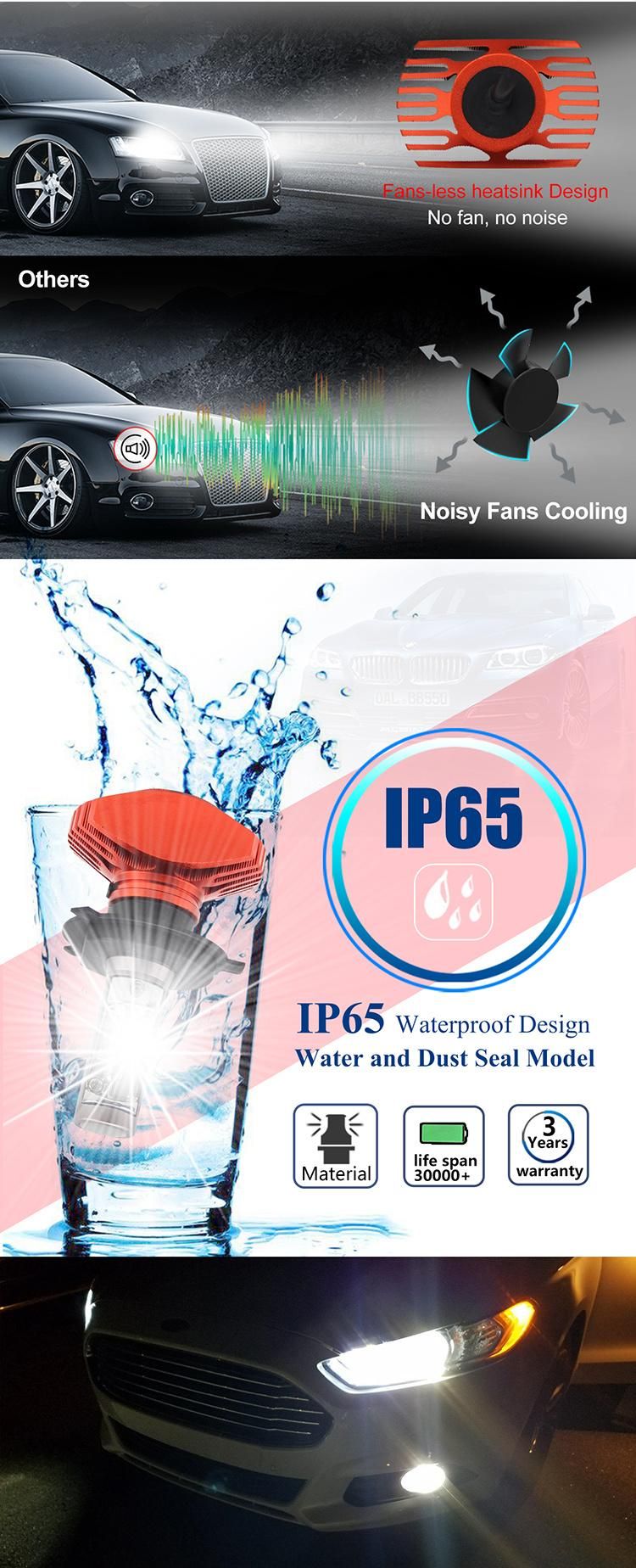 Csp Cars 8000lm 50W H8 9005/Hib3 Hib4 9006 9008 H27 9003 H7 LED H4 Headlight Bulb H13