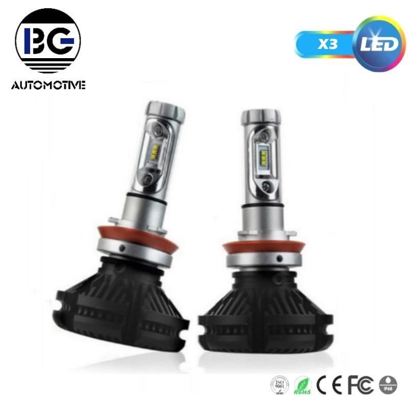 Car Accessories Fanless 30W 6000lm X3 LED Headlights H11 H3 H4 9005 9006 H4 H13 9004 9007 H7