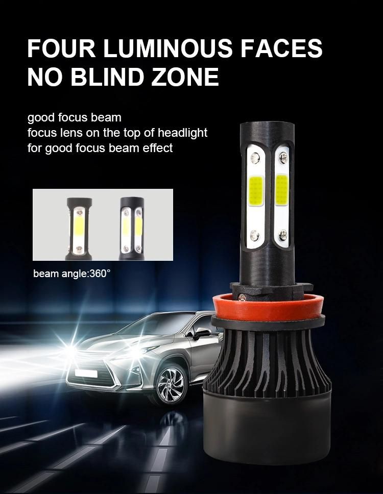 Wholesale Cheapest X7 4side 50W 3800lm LED Auto Car Headlight H4 9-32V COB Chip 6000K 9005 9007 H3 LED Headlight Bulbs
