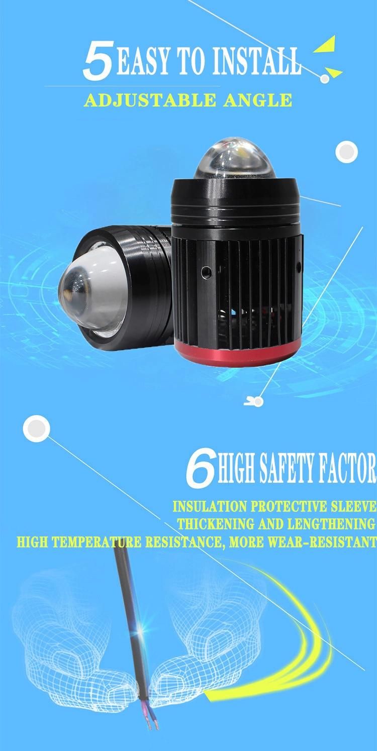Universal LED Fog Lamp 25W Dual High and Low Beam 6000K and 3000K for Auto and Motorbilke