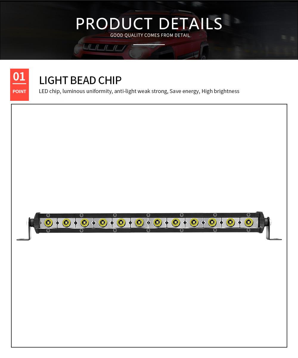 Dxz 12LED 36W 3030 Light Bar Single Row Spotlight Car Parts Automotive Lighting System Driving Light