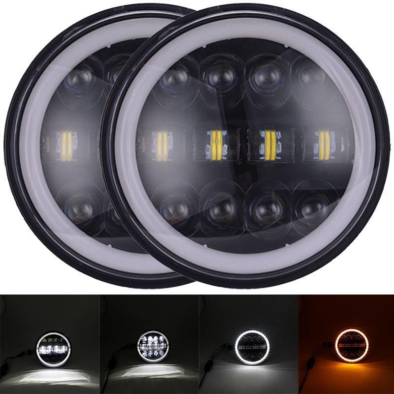 7 Inch 60W Round LED Headlight with Halo DRL Turn Signal for Jeep Wrangler Harley Davison Motorcycle