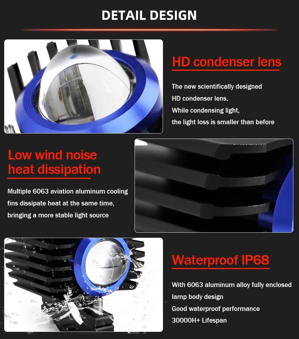 Hot Sale Spotlight 20W U7 Motorcycle LED White and Yellow Driving Lighting System Head Light External Motor Bike Spotlight
