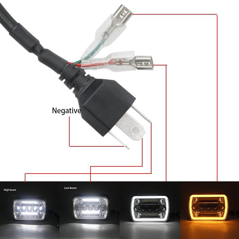 2PCS 45W 5X7" Square LED Headlight High Low Beam DRL Turn Signal with Halo Ring Angel Eyes for Offroad Truck