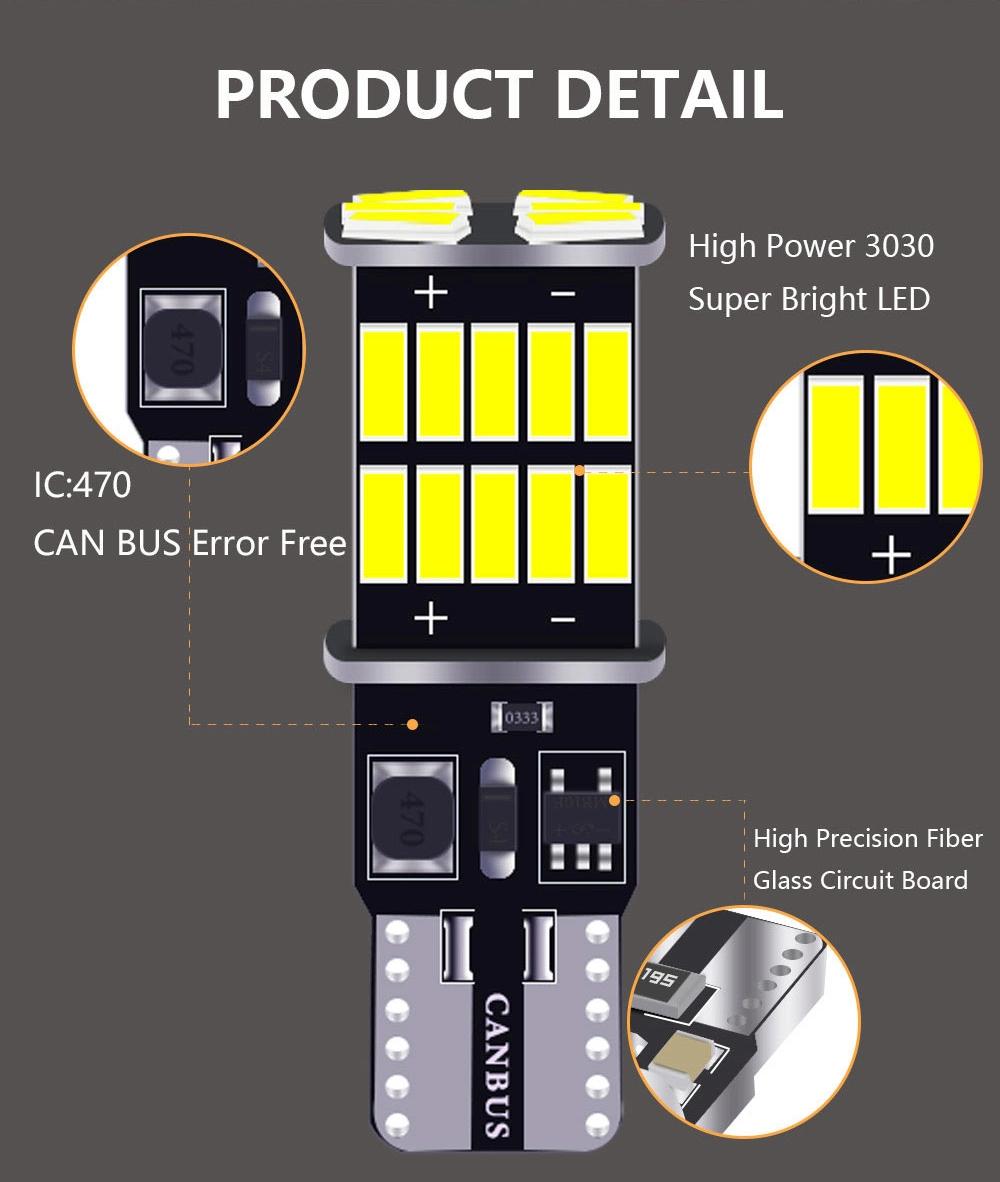 12V Auto LED Light Bulb LED T10 Canbus W5w 168 194 26SMD 4014 LED Bulbs for Car Interior Lights License Plate Dome Parking Lamp