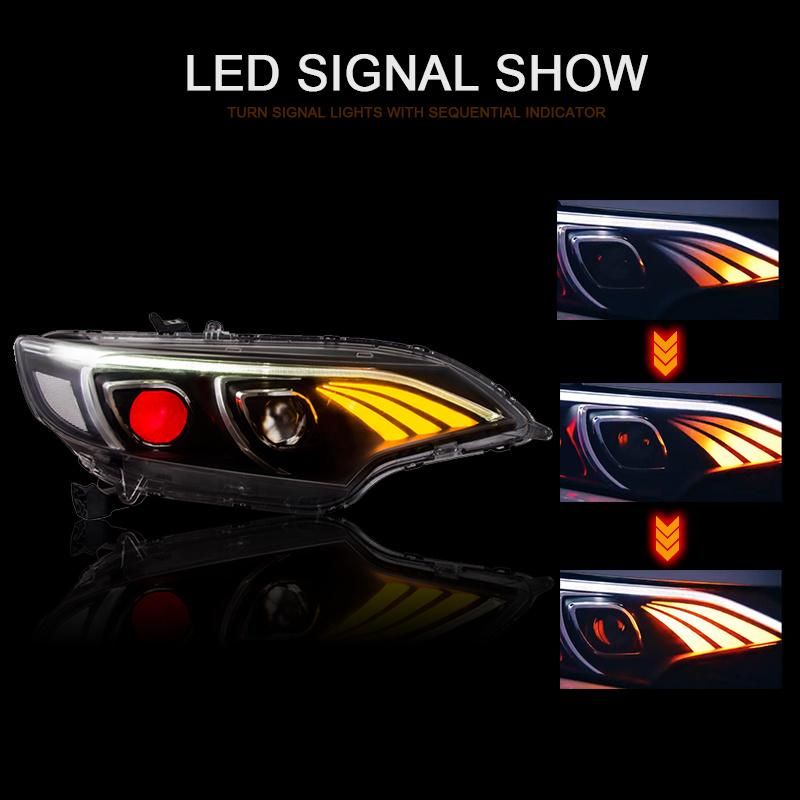 for Honda Fit/Jazz 2014/2015/2016/2017 Car Headlights Cases W LED Demon Eyes DRL Turn Signal Lights Projector Lens