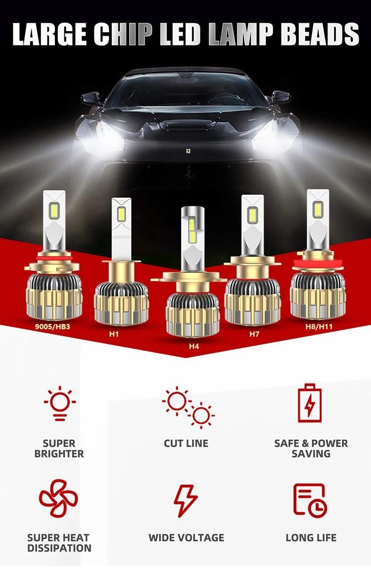 Auto Lighting System High Low Beam H13 9005 9006 LED Headlight Bulbs, F20 H11 H1 Auto H7 H4 Car LED Headlight